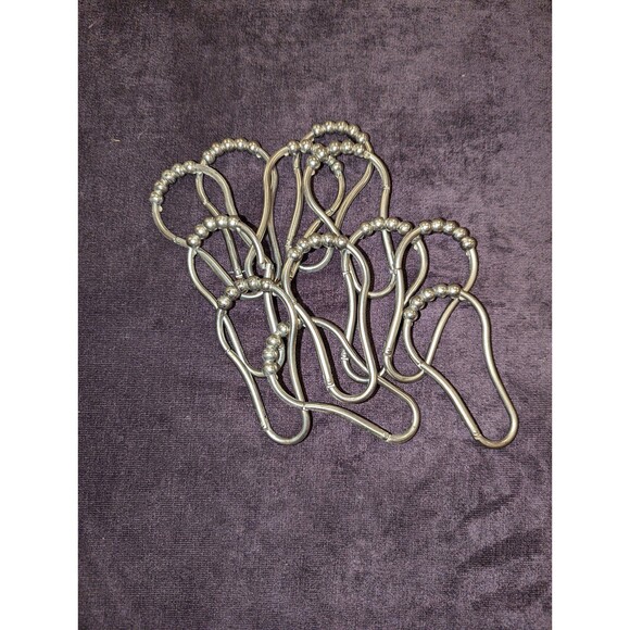 Set of 12 Silver Chrome Shower Curtain Hangers - Picture 2 of 2